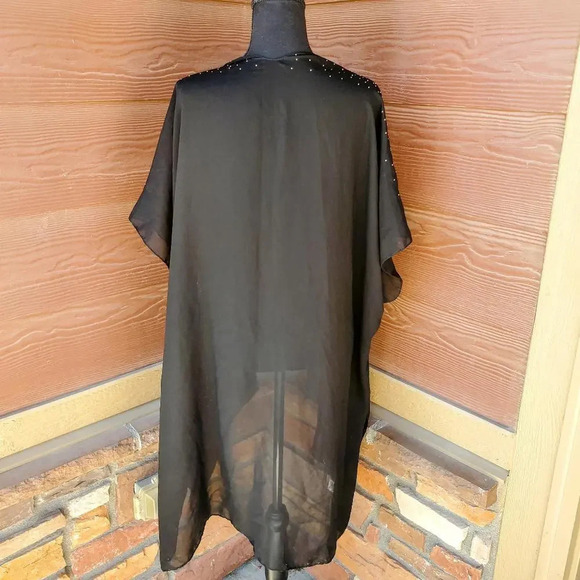 Jessica Mcclintock Vintage Black Silver Studded Kimono - Picture 7 of 16